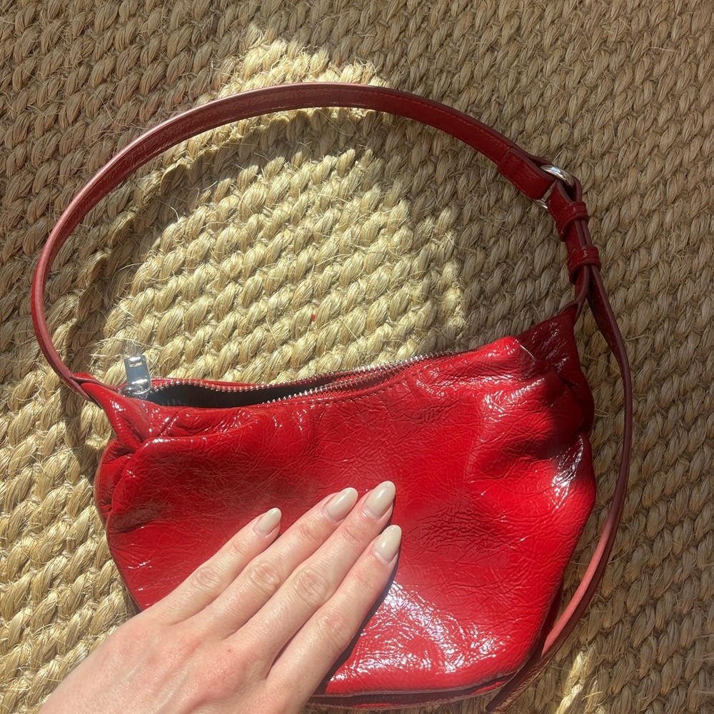 Zara Glossy Red Shoulder Bag